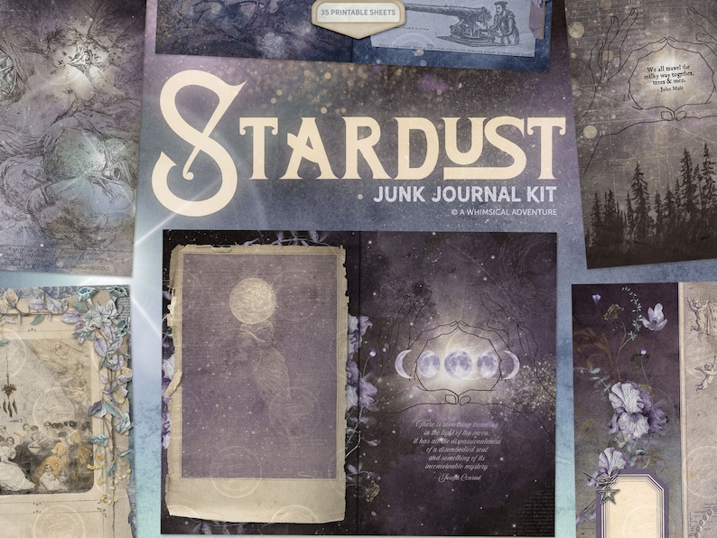 Celestial Junk Journal Printable Astronomy Collage Kit image 1