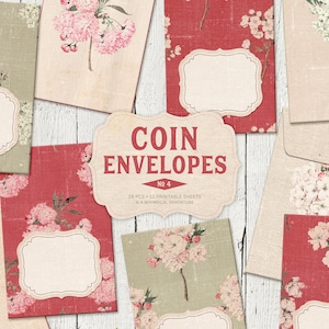 Enveloppes pour pièces de monnaie imprimables, impression Sakura, papier fleurs de cerisier, journal indésirable, téléchargement immédiat