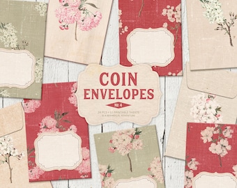 Enveloppes pour pièces de monnaie imprimables, impression Sakura, papier fleurs de cerisier, journal indésirable, téléchargement immédiat