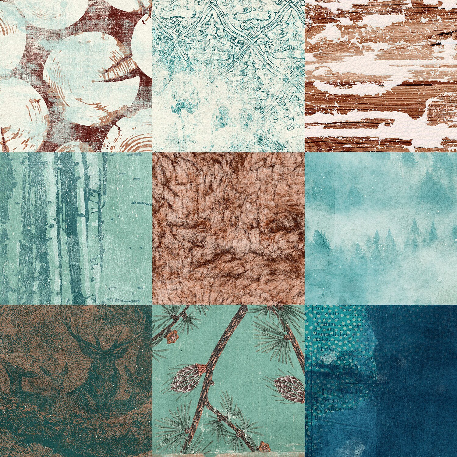 Winter Woodland Paper Rustic Patterns Vintage Snow | Etsy