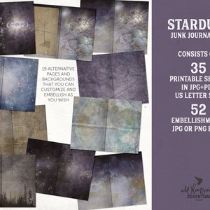 Celestial Junk Journal, Printable Astronomy Collage Kit, Enchanted Night Sky, Space Themed Ephemera, Dark Academia, Moon And Stars image 5