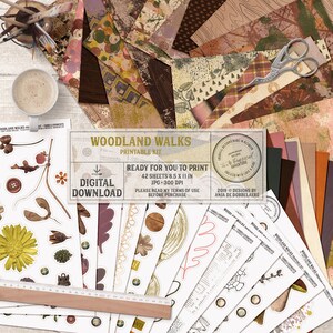 Kit de álbum de recortes imprimible, pegatinas de otoño, regalos de otoño, papeles digitales tamaño carta, diario basura, descarga instantánea