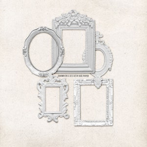 White Ornate Frames, Clip Art Commercial Use, Shabby Chic, Scrapbook Elements, Instant Download image 2