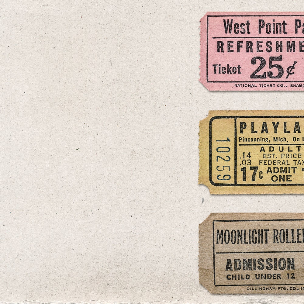 早割チケット Vintage Printable Tickets, Use Commercial Download, Instant コレクション