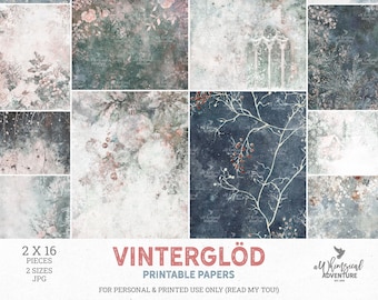 Printable Snowy Winter Forest Journal Papers - Woodland Christmas Letter Size Backgrounds (Digital Download)