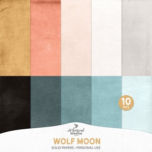Wolf Mond Native American Indian digitale Papiere, Sofortiger Download Januar Neujahr Mixed Media Solide Hintergründe Karton