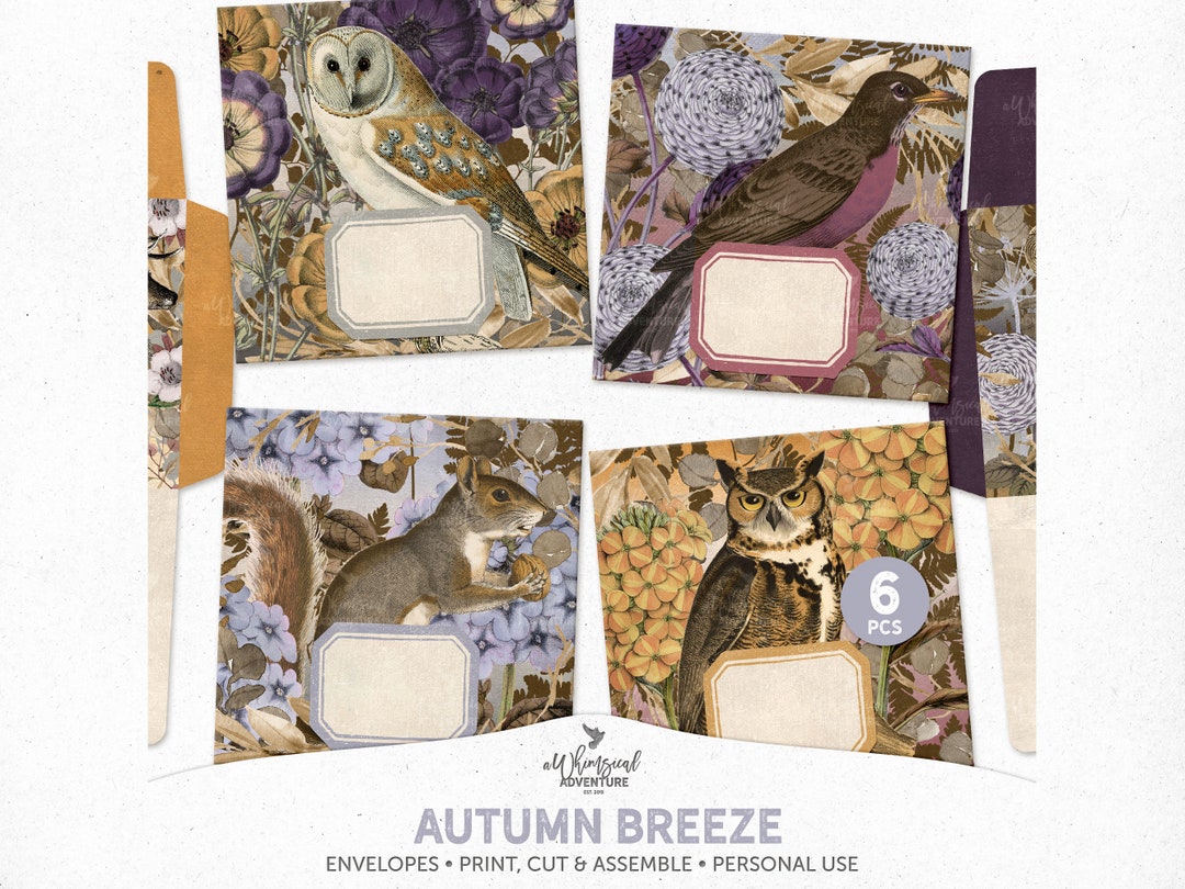 Printable Fall Envelopes, Set of 6, Woodland Animals, Junk Journal ...