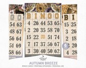 Printable Bingo Game Cards, Set of 6, Woodland Animals, Junk Journal, Vintage Style, Digital Download