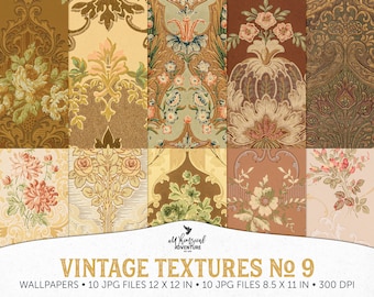 Printable Fall Digital Paper, Botanical Vintage Wallpaper For Commercial Use, Instant Download Autumn Junk Journal Papers