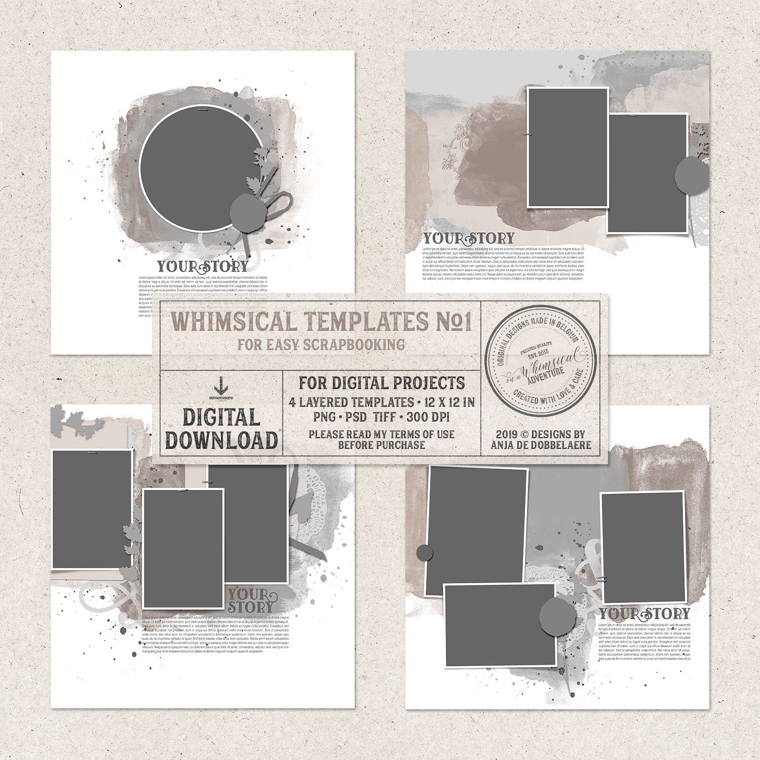 Album Templates, Photographer Album, Photo Book, Digital Scrapbook ...