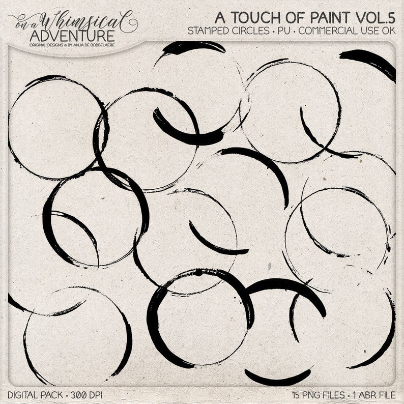 Instant Download Commercial Use OK Photoshop Brushes Grunge Paint Circles Hand Stamped Circles Digital Circles Art Journaling Elements