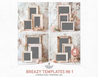 Romantic Shabby Spring Scrapbook Quickpage, Digital Download Pre Made Layout Template In PSD, TIFF And PNG Format