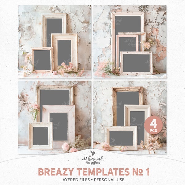 Romantic Shabby Spring Scrapbook Quickpage, Digital Download Pre Made Layout Template In PSD, TIFF And PNG Format