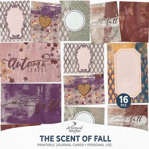 Printable Journal Cards for Scrapbook Pages, Fall Themed Digital Scrapbook Elements, Instant Download, Printable Collage Sheet, Autumn Cards