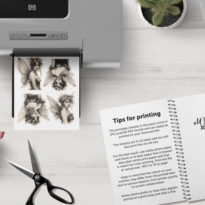 Printable Fairy Drawings and Illustrations for Scrapbooks, Digital ...