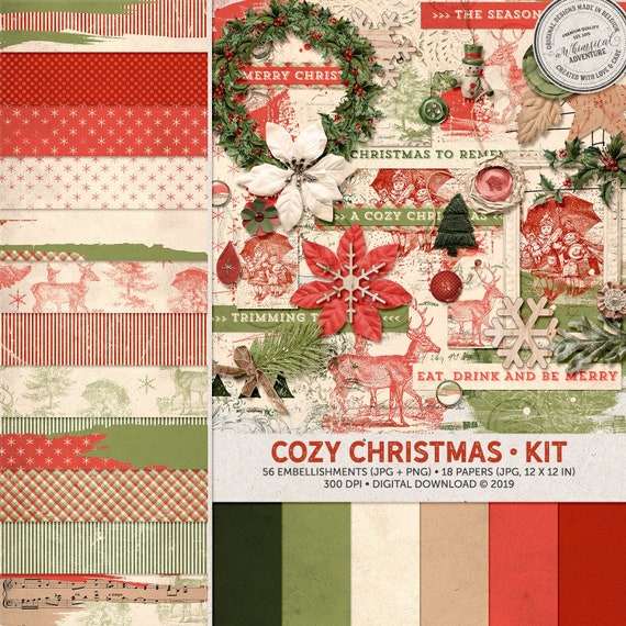 Christmas Digital Kits Scrapbooking Xmas Printable Christmas - Etsy