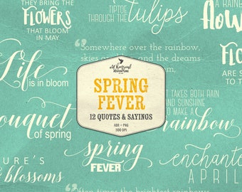 Citazioni ispiratrici, tema primaverile, Word Art per scrapbooking digitale, set di pennelli per Photoshop, download immediato