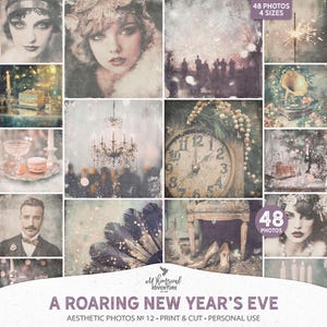 Fotos estéticas con temática art déco del Gran Gatsby de los años 20 para imprimir en formato digital, efímeras para arte mural, álbumes de recortes o diarios basura