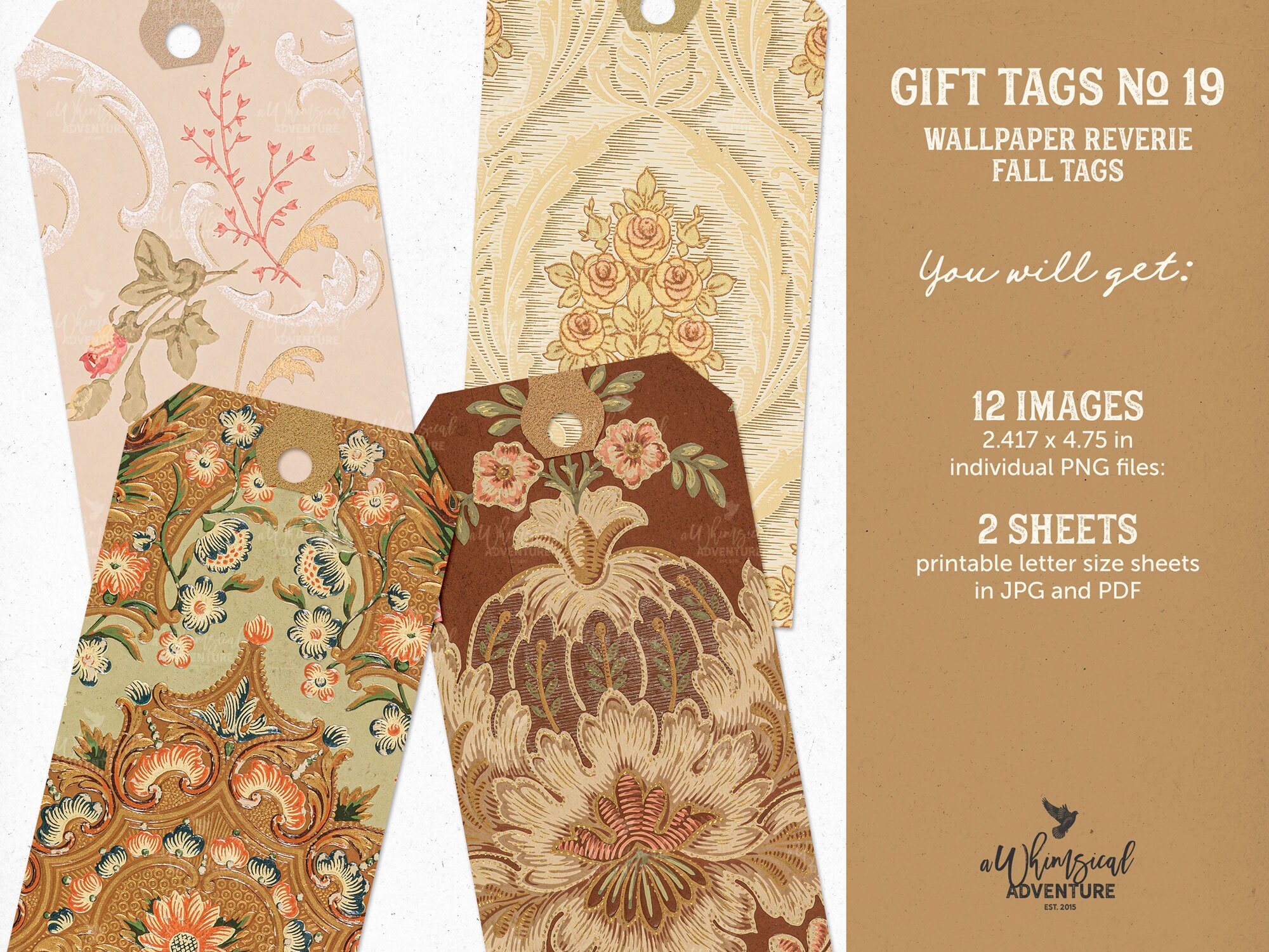 Digital Printable Fall Gift Tags, Instant Download Junk Journal ...