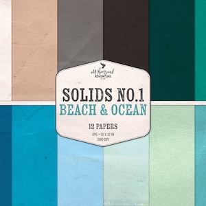 Summer, Sand and Sea, Basic Papers, Instant Download, Digital Beach Textures, Backgrounds, Paper Crafting, Emerald Green, Ocean Blue