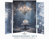 Printable Enchanted Blue Fairy Frozen Winter Forest Junk Journal Ephemera Pack, Digital Download 5x7 Cards And ATC Collage Sheets