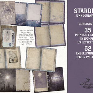 Celestial Junk Journal, Printable Astronomy Collage Kit, Enchanted Night Sky, Space Themed Ephemera, Dark Academia, Moon And Stars image 4