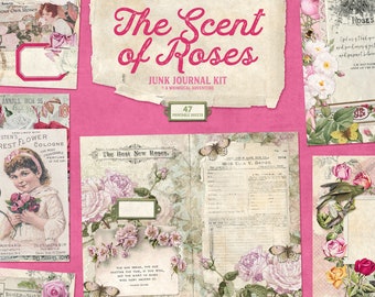 Profumo di rose, kit di diario stampabile, shabby chic, botanica vintage, download digitale