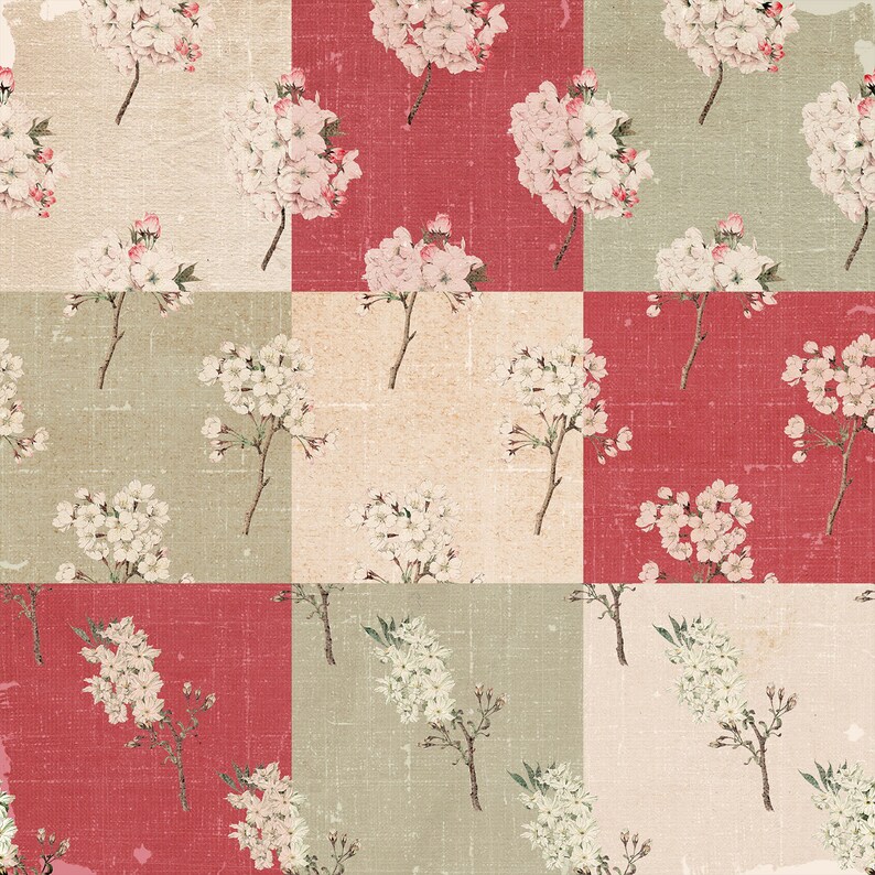 Printable Cherry Blossom Papers Sakura Print Shabby Chic Etsy