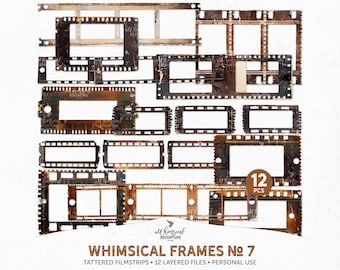 Grunge Negatives Film Roll Strips For Scrapbooking And Journaling, Digital Download Layered Empty Photo Frame Templates