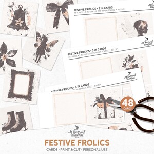 Afdrukbare dubbelgevouwen vierkante kerstkaarten voor cadeauverpakking of vakantiedecor, digitale download dagelijkse adventskalender december Tags