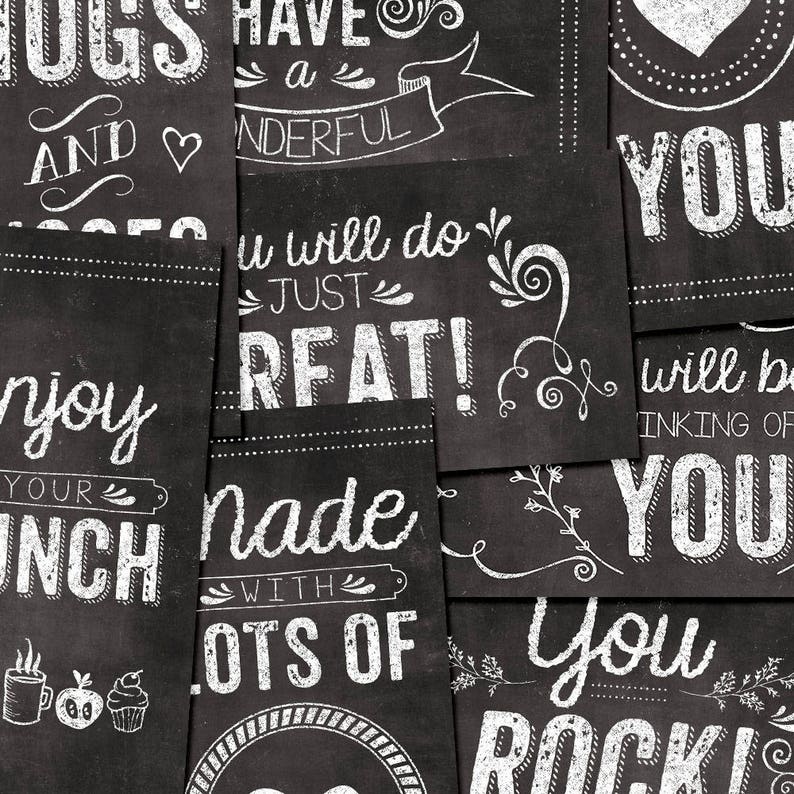 First Day Of School, Printable Chalkboard Tags, Motivational Quotes For Work, Lunchbox Notes, Instant Download, Digital Collage Sheet 画像 5