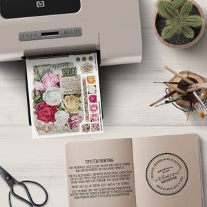 Scent Of Roses, Printable Junk Journal Kit, Shabby Chic, Vintage Botanicals, Digital Download image 2