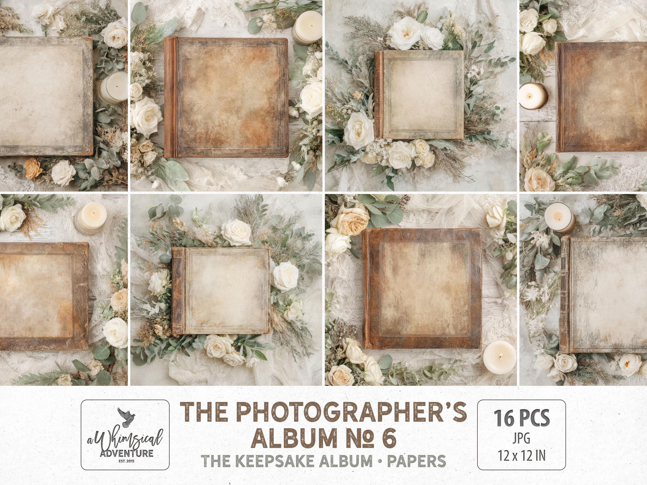Rustic Wedding Photo Album Scene Paper Backdrop, Digital Download White ...