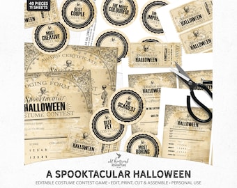 Costume Contest, Printable Forms, Ideas For Halloween, Halloween Costume Party, Award Certificate, Judging Form, Badges, Instant Download