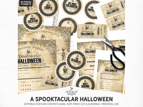 Costume Contest, Printable Forms, Ideas For Halloween, Halloween Costume Party, Award Certificate, Judging Form, Badges, Instant Download