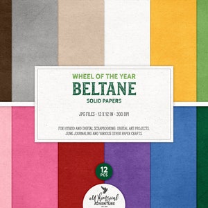 Papier cartonné Beltane, Roue de l'année, Téléchargement instantané, Papiers solides, Scrapbooking numérique