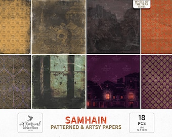 Wheel Of The Year, Digital Patterned And Artsy Paper, Samhain Rituals, Gift For Wicca, Instant Download