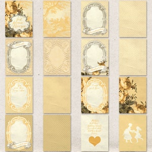 Gift For Mother, Pocket Cards Printing, Project Life Cards, Instant Download, Romantic Vintage Style, Mother's Day, Yellow Digital Scrapbook image 3