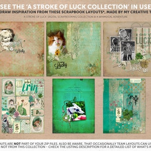 A Stroke Of Luck Digital Paper, Printable Shamrock Scrapbook, Patterned Artsy Paper, Irish Ephemera, Lucky Paper Crafting, DIY Junk Journal image 4