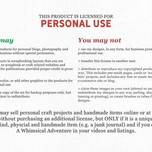 May include: A white background with black text outlining the terms of use for a digital product. The text states that this product is licensed for personal use only. The text also outlines what is and is not permitted under the license.