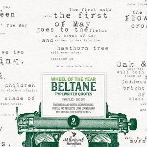 Benedizioni di Beltane, Ruota dell'anno, Poesie per macchina da scrivere, Citazioni ispiratrici, Download immediato