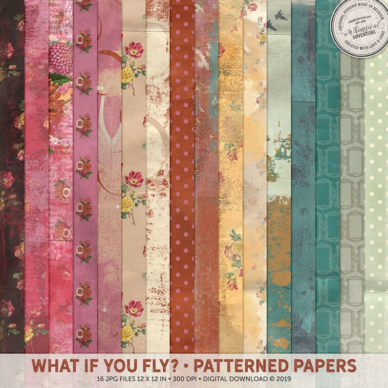 What If I Fall, What If You Fly, Scrapbook Kit, Erin Hanson, Art Journal, Mixed Media Art, Digital Download, Vintage Ephemera image 3