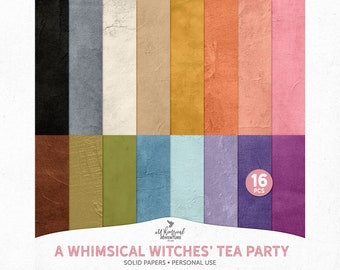 A Whimsical Witches' Tea Party Pastel Halloween Paper, Digital Download Witchy Aesthetic Grunge Cardstock For Scrapbooking Or Junk Journal
