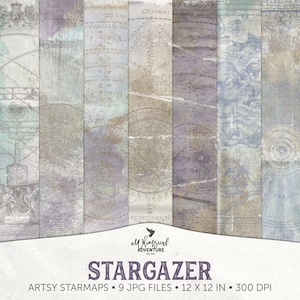 Celestial plakboek - vintage astronomie achtergrond - sterrenbeeld sterrenbeeld - direct downloaden
