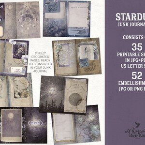 Celestial Junk Journal, Printable Astronomy Collage Kit, Enchanted Night Sky, Space Themed Ephemera, Dark Academia, Moon And Stars image 3