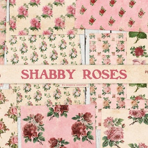 Druckbare Papiere, viktorianische Rosen, Floral Digital Papier, Shabby Chic Texturen, Sofort Download