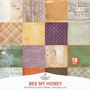 Bee My Honey, Digital Paper, Beekeeper Gift, Save The Bees, Instant Download, Honeycomb Pattern, Vintage Bee Decor