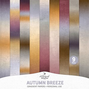Puede incluir: Nueve texturas de papel digital en colores cálidos de otoño con un efecto degradado. Los papeles tienen un aspecto texturizado sutil y son perfectos para el scrapbooking digital, la creación de tarjetas y otros proyectos de manualidades.