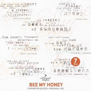 Bee My Honey, literaire citaten, inspirerend gedicht, scrapbook-illustraties, cadeau imker, Save the Bees, Instant Download