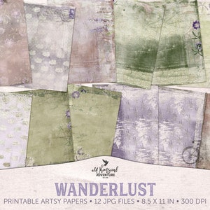 Afdrukbare reispapieren, Wanderlust Mixed Media-achtergronden, Shabby Chic Textuur, Instant Download